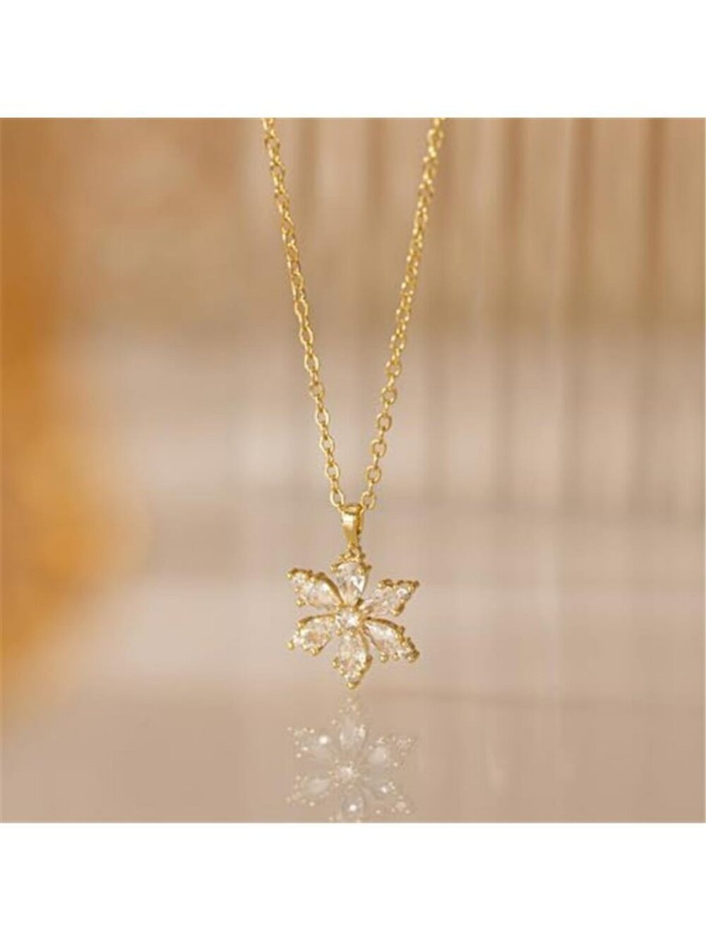 Gold Necklace for Women-14K Gold Plated Snowflake